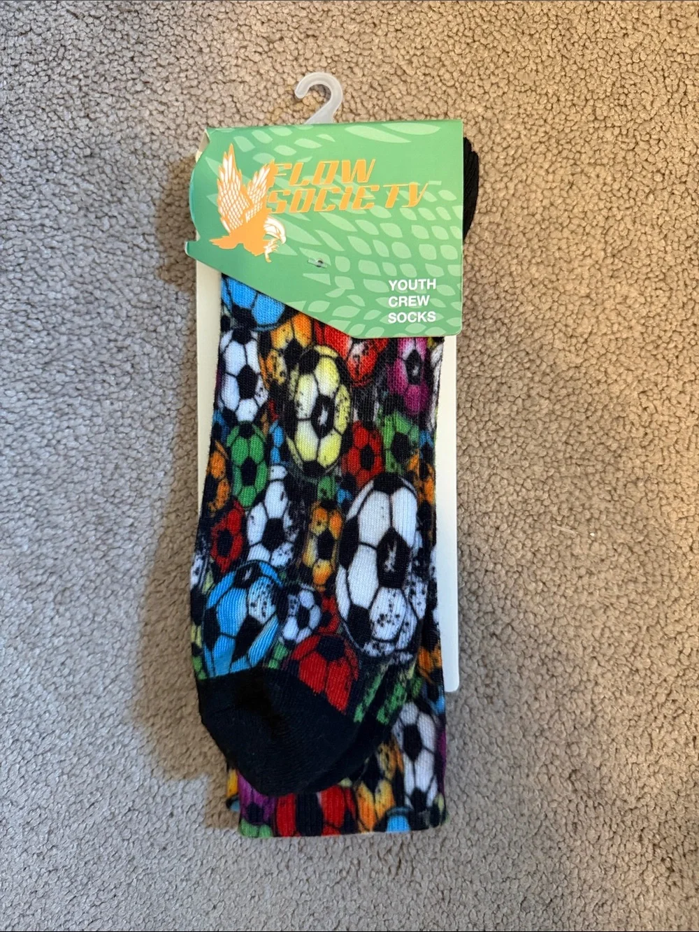 Flow Society Youth Crew Socks - Multicolor Soccer Print
